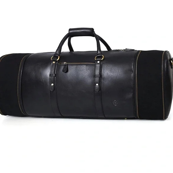 BRAND NEW EXTENDABLE REAL BUFFALO LEATHER DUFFLE TRAVEL OVERNIGHT BAG NWT - Picture 2 of 7